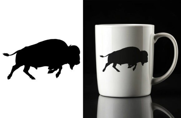 Bison and Wild Buffalo Silhouette Set