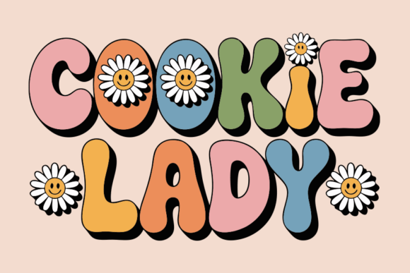 Cookie Lady Retro Groovy Flower Power