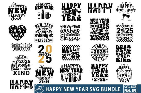 Happy New Year SVG Bundle, New Year SVG