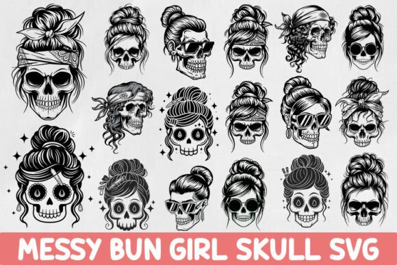 Messy Bun Skull Svg Bundle Review