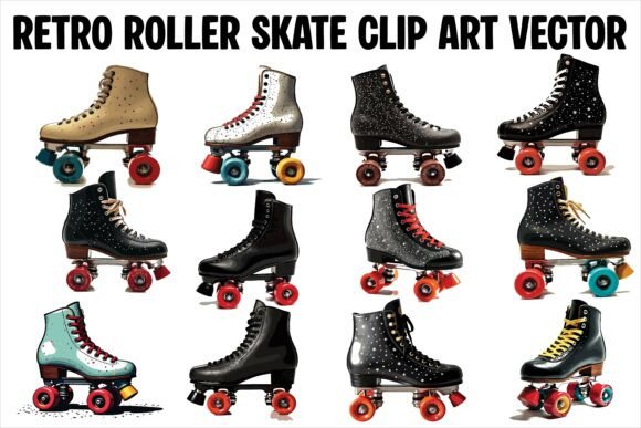 Retro Roller Skate Clipart Vector Review